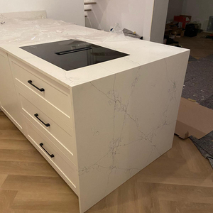 Design moderno piano di lavoro cucina in pietra naturale con piano di lavoro e controsoffitti durevoli da cucina in marmo bianco - Product Image 3