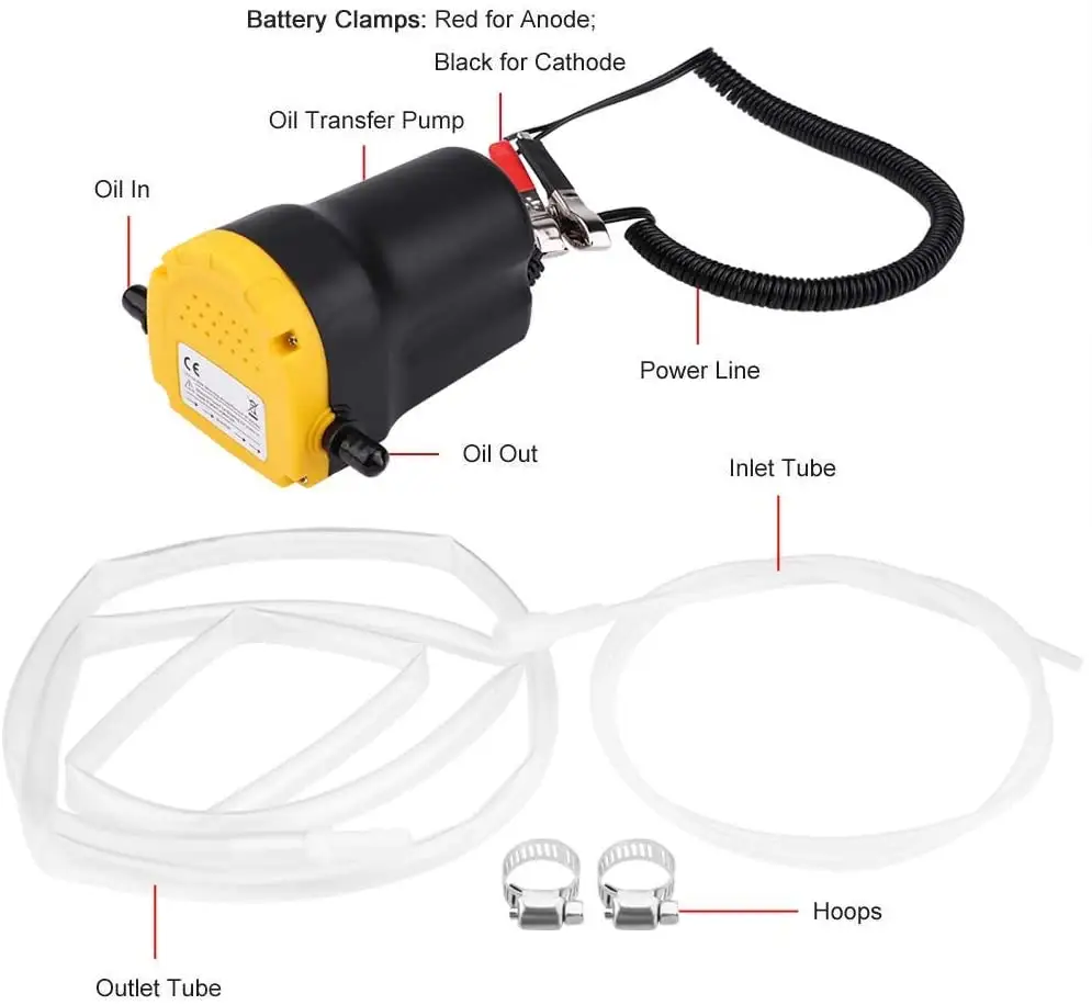 Pompe d'extraction d'huile électronique 12 v, pour enlever les fluide du véhicule, noir