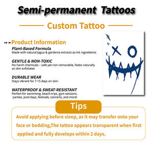 Adesivo Tatuaggio al Succo Personalizzato all'Ingrosso Realistico a Lunga Durata 2 Settimane Tatuaggio Semipermanente 100% Sicuro e Atossico - Product Image 2