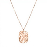 Collier avec pendentif disque martelé ton or rose, chaîne à maillons en acier inoxydable, bijoux de mode personnalisés