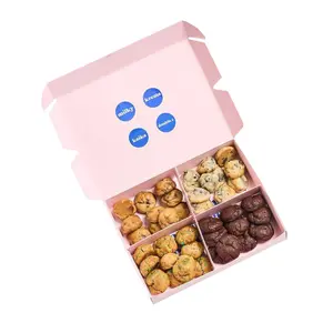 Emballage de boulangerie de vacances rose en gros boîte à biscuits mignonne personnalisée avec inserts