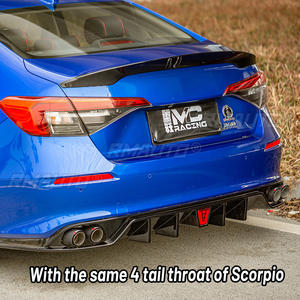 Pour Honda Civic 11e génération 2022 Silencieux 4 sorties Embout d'échappement Diffuseur latéral arrière Spoiler de pare-chocs Répartiteur de tuyau d'échappement JDM - Product Image 1