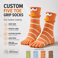 Chaussettes antidérapantes à cinq doigts personnalisées avec semelle en silicone pour yoga, pilates et fitness, marque privée OEM, faible MOQ
