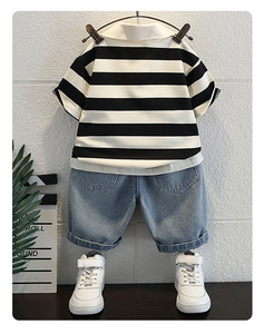 Abito Casual estivo a righe stile occidentale manica corta per bambini <span class=keywords><strong>1</strong></span>-5 anni con motivo a cartone animato - Product Image 4