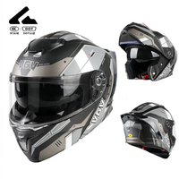 Casque de moto personnalisé à rabat arrière LED avec motif à pois, certification intégrale et demi-casque modulaire