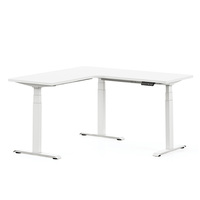 Bureau d'ordinateur électrique moderne réglable en hauteur pour le travail assis-debout, poste de travail élévateur en forme de L, mobilier de bureau