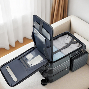 Vali du lịch cỡ 20 inch cao cấp GEMULIN, mở phía trước, chất liệu nhôm, có ngăn đựng cốc, khóa TSA, bánh xe xoay 360 độ - Product Image 3