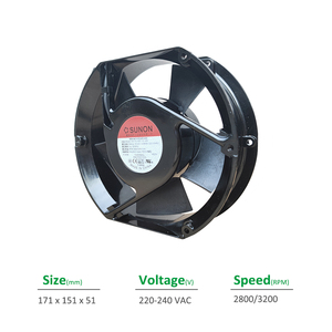 Ventilador Axial Eléctrico SUNON A2175-HBT TC.GN 220V AC 26W 203CFM 2800RPM con Rodamiento de Bolas y Aspas de Plástico OEM/ODM - Product Image 2