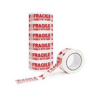 Ruban adhésif d'avertissement de sécurité routière en PVC double face, imprimé en anglais, « Attention Fragile », en gros, grand rouleau - Product Image 1