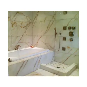 Custom Luxury Bath Natural White Onyx Marble Tub Bathroom Shower Marble Onyx Tub Surround