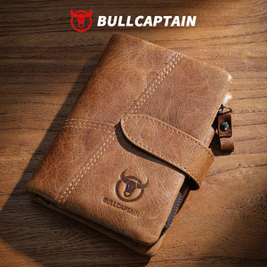 กระเป๋าสตางค์หนังแท้สำหรับผู้ชาย BULLCAPTAIN สไตล์เรโทรลำลอง ใส่บัตรได้หลายช่อง กระเป๋าสตางค์ระดับไฮเอนด์ ของขวัญสำหรับแฟนหนุ่มและสามี - Product Image 1