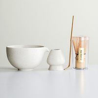 Ensemble de thé matcha japonais en bambou avec bol en céramique et fouet en bambou, glaçure marbrée vintage, kit de préparation manuelle pour cérémonie du thé