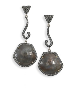 Pendientes de dos tonos con diamantes y zafiros – Elegantes pendientes de lujo para mujeres y niñas, joyería de moda con gemas brillantes para el día a día - Product Image 1