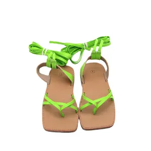 Sandal Tali Datar Nyaman Kasual Sandal Gladiator Ikat Silang Roma Wanita Sandal Jepit Thong Sepatu Kencan Sekolah