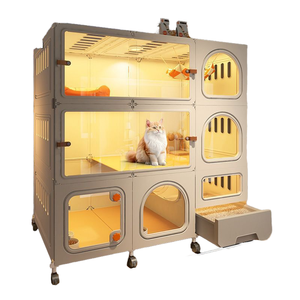 Villa pour <span class=keywords><strong>chat</strong></span> avec tiroir <span class=keywords><strong>de</strong></span> toilette intégré offrant un espace intérieur libre extra large une maison pour chats avec une chambre - Product Image 1