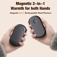 Chauffe-mains magnétiques rechargeables 2 en 1, 4000 mAh, chauffe-mains électriques séparables, 3 niveaux de chaleur, chauffe rapide, chauffe-mains portables
