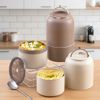 Tragbare Edelstahl-Mikrowellen-Thermo-Bento-Lunchbox für Kinder und Erwachsene, 2-stöckiger Isolierter Auslaufsicherer Behälter für Warme Speisen