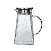 Carafe à eau froide en verre transparent épaissi à motif martelé, design moderne et écologique, ensemble de récipients carrés pour jus et lait domestiques