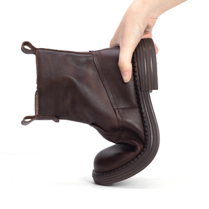 Marca <span class=keywords><strong>original</strong></span> handmade alta qualidade couro ankle <span class=keywords><strong>boots</strong></span> para as mulheres inverno pelúcia quente ankle <span class=keywords><strong>boots</strong></span> mulheres botas de couro - Product Image 4