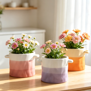 <span class=keywords><strong>Macetas</strong></span> de Cerámica <span class=keywords><strong>con</strong></span> Doble Asa, Decoración Nórdica YBH, Pintadas a Mano <span class=keywords><strong>con</strong></span> Degradado de Color, Personalizadas para Decoración del Hogar - Product Image 5