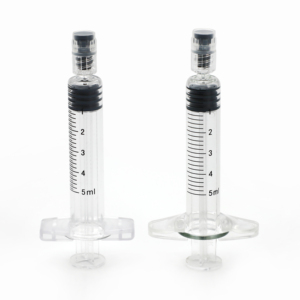 Seringue en verre de 5 ml (5 <span class=keywords><strong>cc</strong></span>) pour injection de comblement dermique à l'acide hyaluronique, directement de l'usine, avec poignées ergonomiques. - Product Image 1