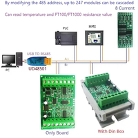 PTDNC04 4CH PT100 PT1000 RTD RS485 Modbus Sensor suhu kolektor ADC Transmitter -40-500C modul IO jarak jauh presisi tinggi