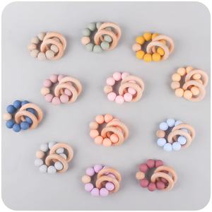 Nedeins pour bébé, <span class=keywords><strong>anneau</strong></span> <span class=keywords><strong>de</strong></span> <span class=keywords><strong>dentition</strong></span> en bois, perles en Silicone, jouets <span class=keywords><strong>de</strong></span> <span class=keywords><strong>dentition</strong></span> pour bébé - Product Image 2