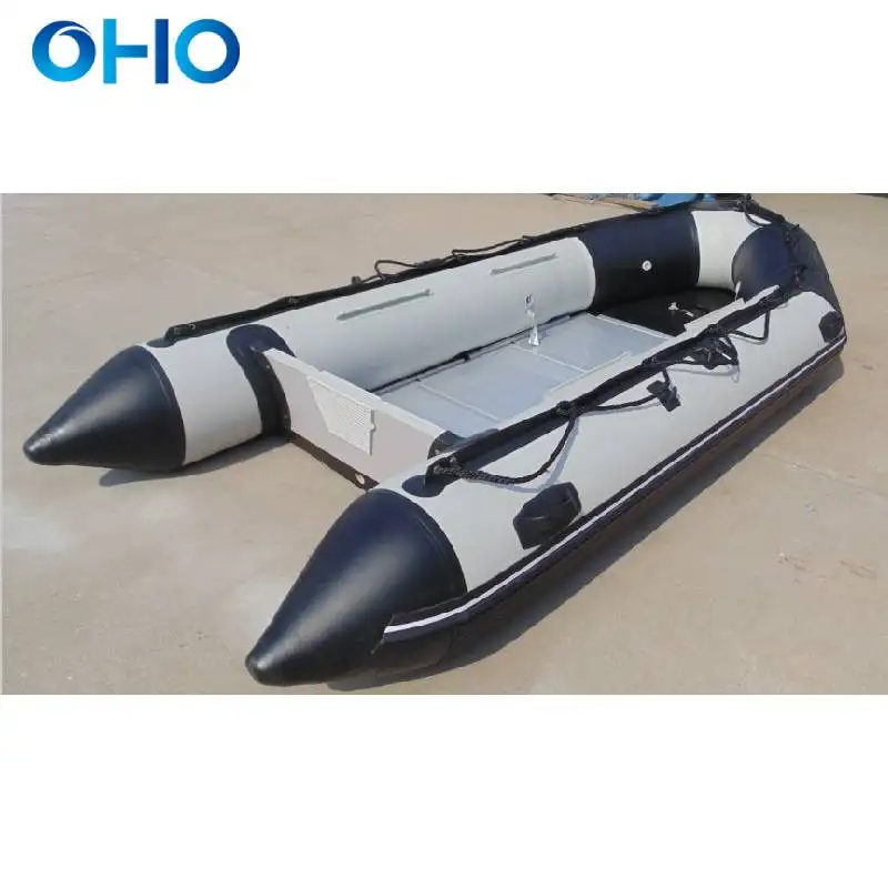 OHO-barco de pesca de goma inflable, barato, ligero, 4-8 personas, color negro, tamaño grande, personalizado, 4,2 m, Hypalon de PVC
