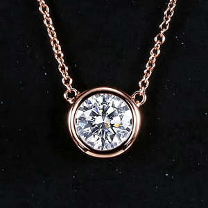 SGARIT custom 18k rose gold lab grown diamond <b>Necklace</b> round cut VVS <b>D</b> 3EX 1ct IGI certificate for party engagement <b>Necklace</b> - Product Image 4