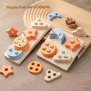 Juguetes <span class=keywords><strong>de</strong></span> apilamiento Montessori para niños pequeños, bloques <span class=keywords><strong>de</strong></span> construcción educativos tempranos, rompecabezas intelectuales <span class=keywords><strong>de</strong></span> madera con combinación <span class=keywords><strong>de</strong></span> formas geométricas - Product Image 4