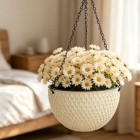 Grand panier suspendu traditionnel à double pot pour plantes, avec trous de drainage, auto-arrosant, 1,28 L, en PP durable, pour usage intérieur/extérieur