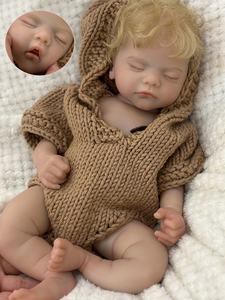 Poupée bébé garçon réaliste de 18 pouces, nouveau-né, corps entièrement en silicone souple, peau peinte en 3D, veines visibles, jouet réaliste lesté - Product Image 4