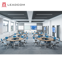 Table de formation pliable multi-positions LEADCOM LS-424BS, design moderne, à plateau rabattable trapézoïdal, pour bureau