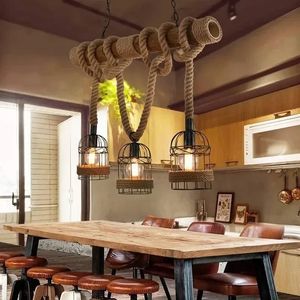 Landelijk Retro B&B Kunstwerk Henneptouw Vogelhuisje Multi-Head kroonluchter Industriële stijl Bar Receptie Restaurant Lampen - Product Image 2