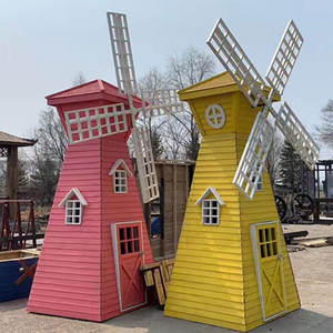 Moulin à vent hollandais pour l'amusement extérieur utilisé dans les fermes scéniques et les parcs à thème amusants Accessoires de paysage en bois pour la décoration de repère - Product Image 3