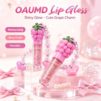 OAUMD Huile à lèvres hydratante et brillante en forme de raisin avec breloque perlée, mignonne et pratique comme un porte-clés