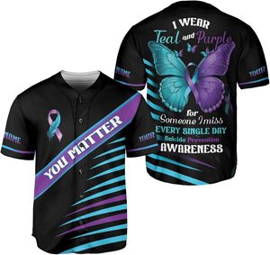 Maillot de baseball de prévention du suicide par compression, chemise de baseball de soutien à la santé mentale pour hommes et femmes - Product Image 1