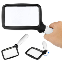 Portable Small HD LED Light 3X Rectangular Foldable Handheld Magnifying Glass Magnifier for Inspection Jewelry Reading Reader