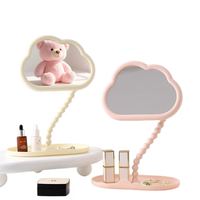 Miroir de maquillage de bureau en forme de nuage, angle réglable, avec rangement, en plastique, style Instagram, mignon, pour la maison
