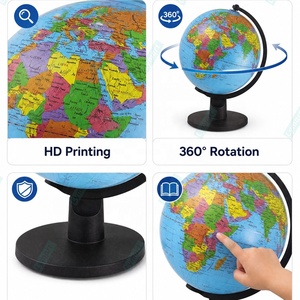 <span class=keywords><strong>Mapa</strong></span> del Mundo Azul de Plástico, Globo Físico y Político con Escala 1:40.000.000 y Soporte para Educación Geográfica Escolar - Product Image 3