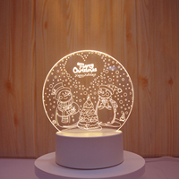 Veilleuse LED Visuel 3D Illusion 3D Couleurs Chaudes pour Chambre de Bébé et Enfant, Thème Noël