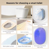 Inodoro Inteligente de Lujo Moderno con Apertura y Cierre Automáticos, Sensor de Pie, Descarga Digital, Asiento Calefactado y Taza Sifónica