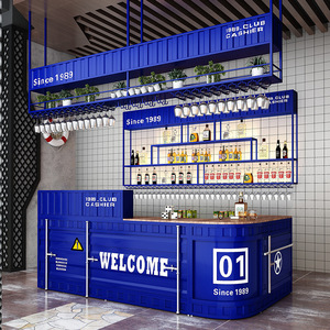 रिसेप्शन डेस्क, बार, जिम, औद्योगिक शैली बार काउंटर, कंटेनर स्टोर, चेकआउट काउंटर - Product Image 6