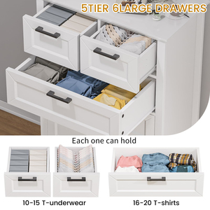 White Dresser with <b>6</b> <b>Drawers</b>, Vertical Tall for Bedroom, Chest of <b>Drawers</b> Nursery - Product Image 4
