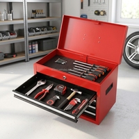 Boîte à outils professionnelle en acier laminé à froid de 18 pouces, portable, design modulaire, verrouillable, 4 tiroirs, compartiment de rangement supérieur, OBM