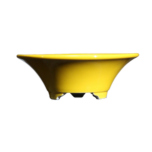 Pot à Bonsaï en Céramique Dudu, Glaçure Jaune, Petite Forme Ronde, Style Chinois Traditionnel - Product Image 5