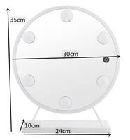 Smart Single-Sided Round Metal Glass Desktop Magnifying Makeup Mirror 3-Color Dimmable LED Lights USB Rechargeable Personalized
