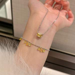 Collier à pampilles en argent sterling S925 Wenchi avec diamant jaune, modèle Bracelet Galaxie Éclatée, bijoux uniques de luxe léger haut de gamme - Product Image 3