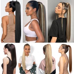 High Quality European Style Brazilian Women's Hairpiece Pony Tail Natural Color Straight Claw Ponytail Human <b>Hair</b> Extensions - Product Image 6
