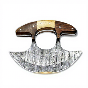 Cuchillo Ulu de Acero de Damasco Hecho a Mano con Mango de Madera de Nogal, Personalizable OEM, para Cocina, Picar, Preparar Alimentos, Rebanar y Cortar en Cubos - Product Image 2